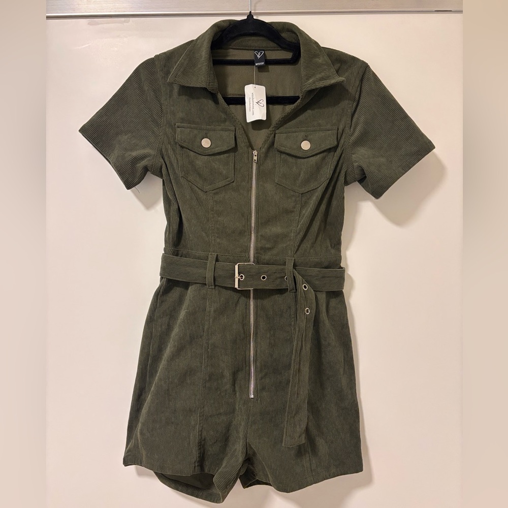 Corduroy Romper with Belt